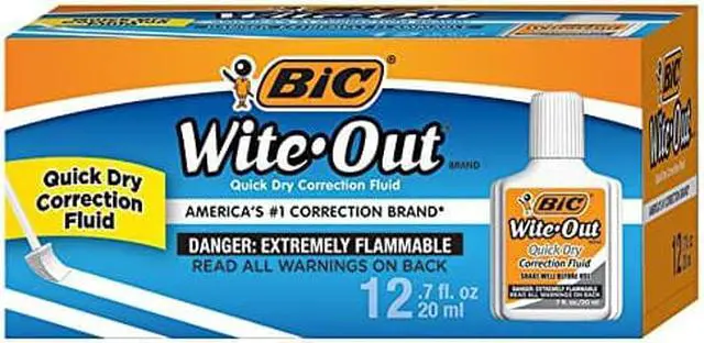 Alt view image 6 of 11 - Bic Wite-Out Quick Dry Correction Fluid 20 ml Bottle White 1/Dozen WOFQD12WE