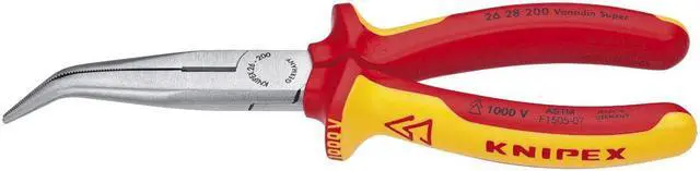 Alt view image 3 of 3 - KNIPEX 26 28 200 SBA 8" Chain Nose Side Cutting Plier w/ Angled Jaw, Insulated