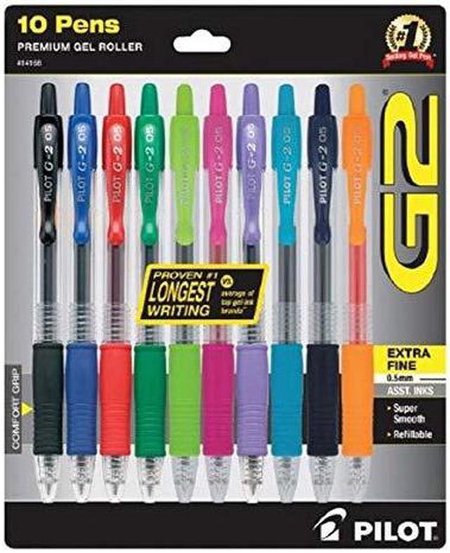 Pilot g2 Premium Retractable gel-Ink Rolling Ball Pens, Extra Fine Point  (05mm), Assorted, 10Pk (14168) 