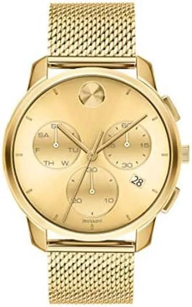 Main image of Movado Mens Swiss Quartz Watch with Stainless Steel Strap, gold-Tone, 21 (Model: 3600634), Yellow