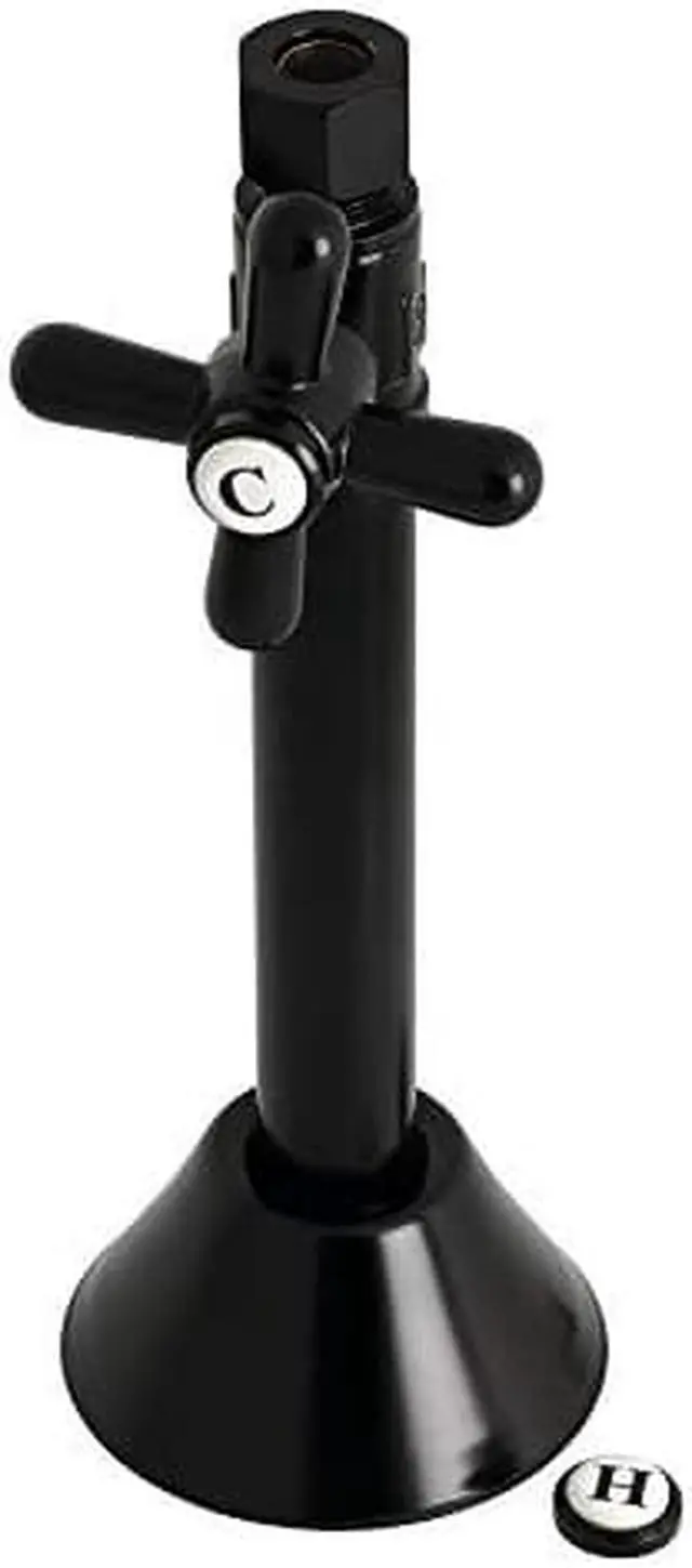 Alt view image 7 of 10 - Kingston Brass CC83250X 1/2" Sweat, 3/8" O.D. Comp Straight Shut-off Valve with 5" Extension, Matte Black