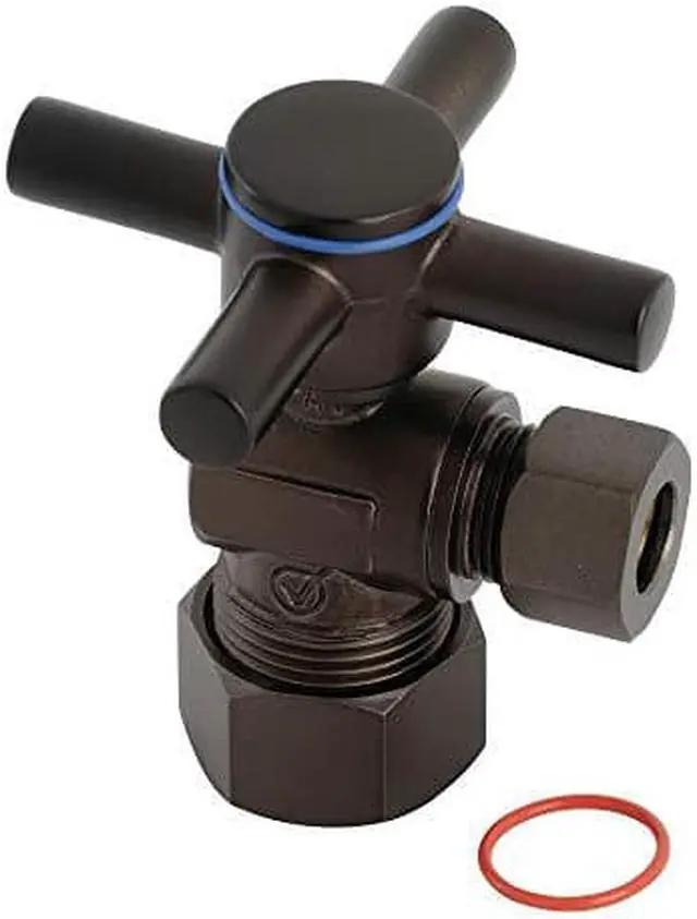 Alt view image 5 of 8 - Kingston Brass CC53305DX Concord 5/8" x 3/8" O.D. Comp, Quarter Turn Angle Stop Valve, Oil Rubbed Bronze