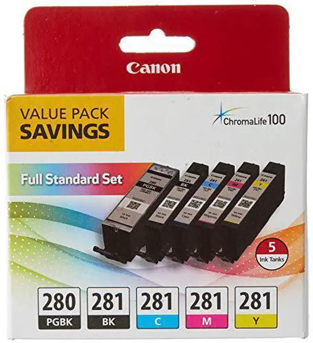 Alt view image 8 of 10 - Canon PGI-280/CLI-281 Pigment Black/Black/Cyan/Magenta/Yellow Standard Yield Ink Cartridges (2075C006)