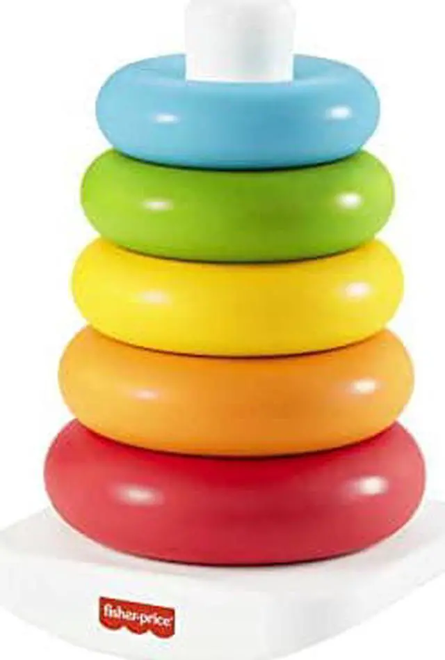 Main image of Fisher-Price Rock-a-Stack, Classic Ring Stacking Toy Made from Plant-Based Materials for Babies Ages 6 Months and Older