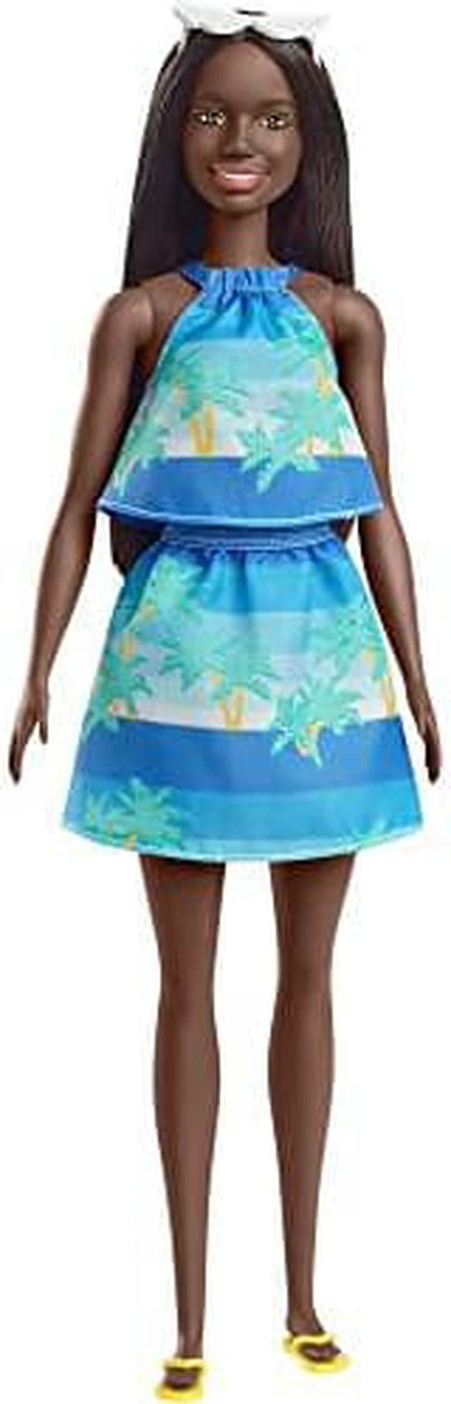 Main image of Barbie Loves The Ocean Beach-Themed Doll (11.5-inch Brunette), Made from Recycled Plastics, Wearing Fashion & Accessories, Gift for 3 to 7 Year Olds