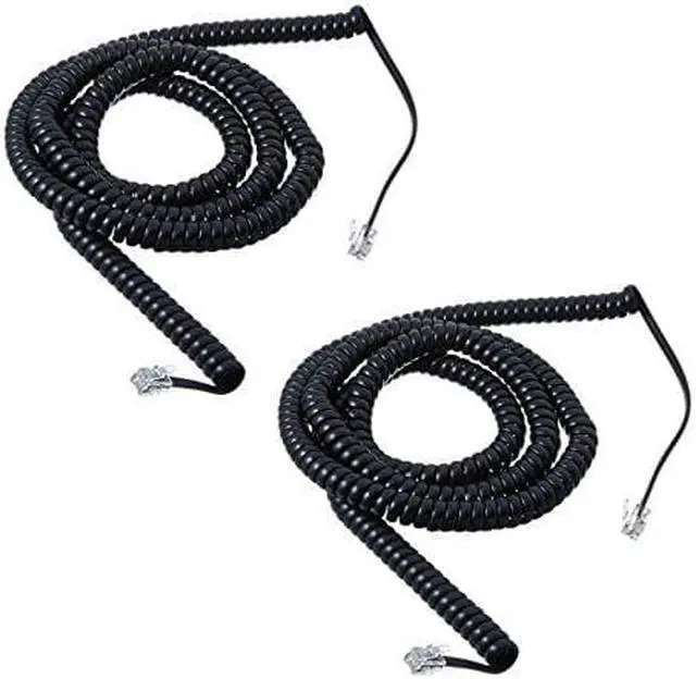 Alt view image 5 of 6 - iMBAPrice (Pack of 2) 3 to 25 Feet Black Coiled Telephone Phone Handset Cable Cord (Value Pack)