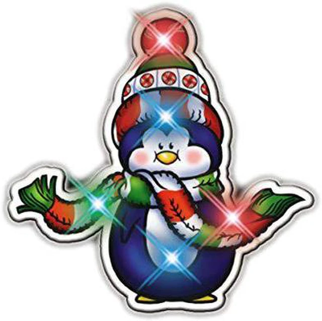 Main image of blinkee Penguin with Scarf Flashing Body Light Lapel Pins
