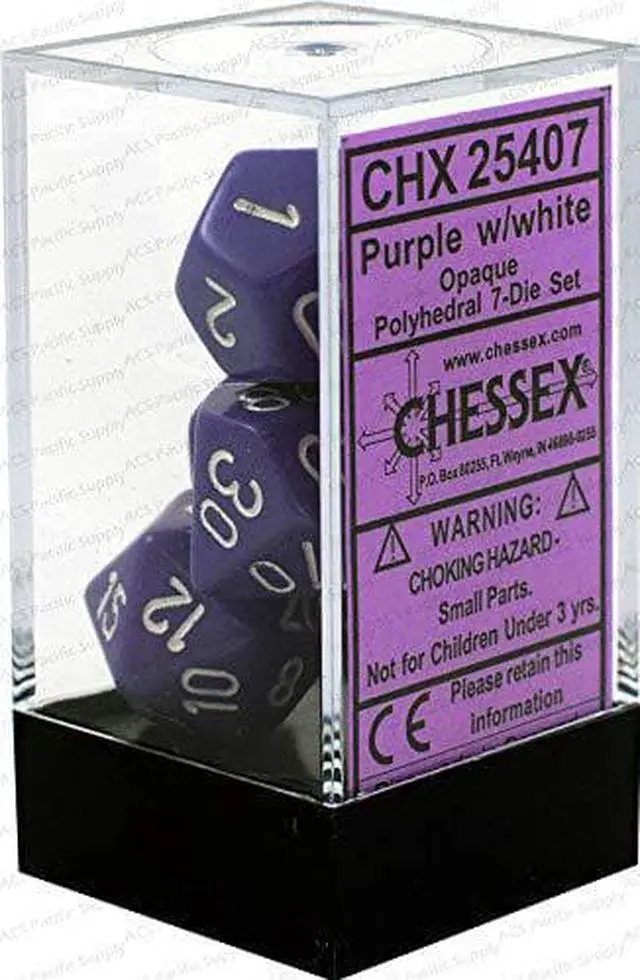Alt view image 2 of 2 - chessex chx25407 dice-opaque purple/white set