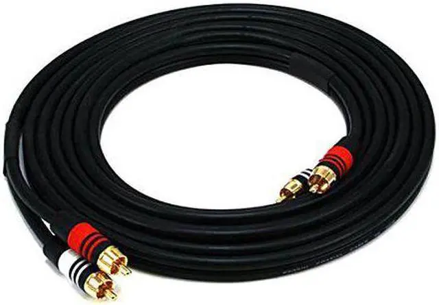 Alt view image 4 of 5 - Monoprice 12ft Premium 2 RCA Plug/2 RCA Plug M/M 22AWG Cable - Black