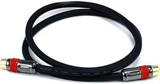 Alt view image 8 of 12 - Monoprice 3ft High-quality Coaxial Audio/Video RCA CL2 Rated Cable M/M RG6U 75ohm Gold connector (for S/PDIF, Digital Co