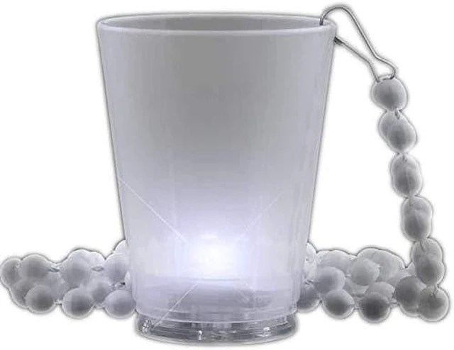 Main image of blinkee Light Up White Shot Glass on White Beaded Necklaces