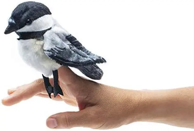 Main image of Folkmanis Mini Chickadee Finger Puppet, White; Black;gray