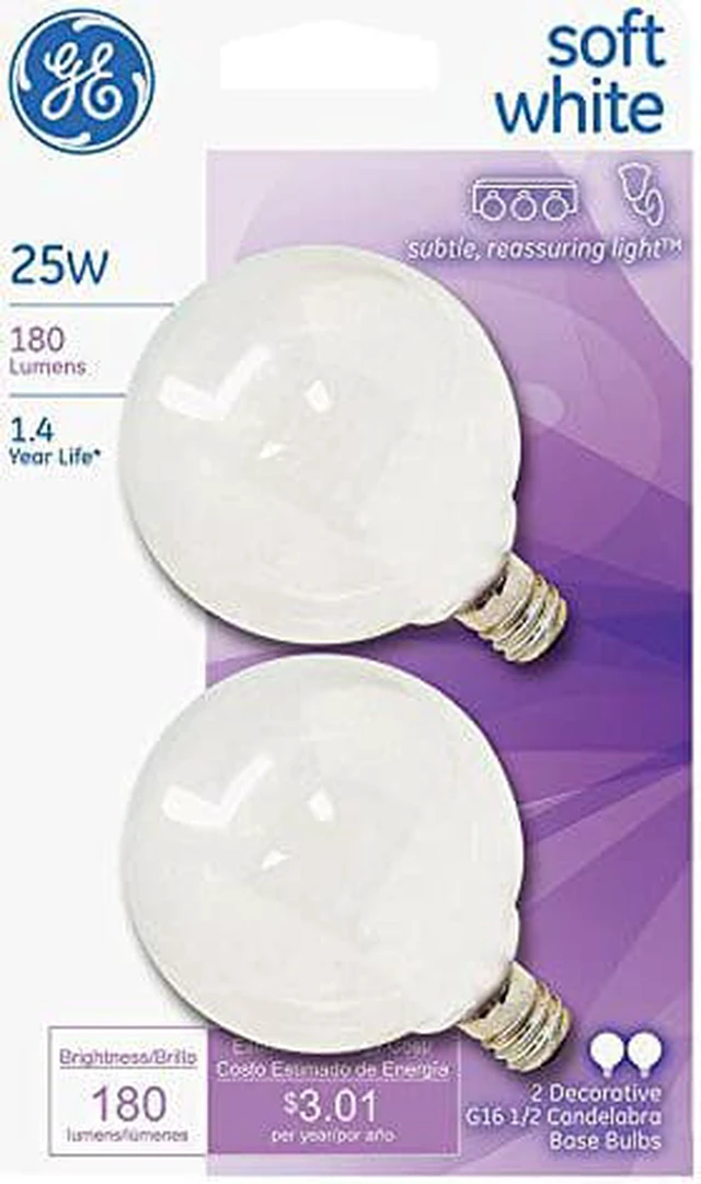 Main image of globe Light Bulbs, White, 2-Pk, 25-Watts