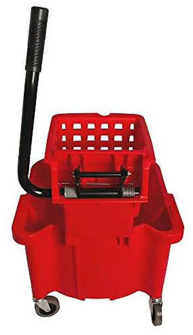 Alt view image 15 of 15 - Mop Bucket/Wringer Combo Splash Guard 26qt. Red