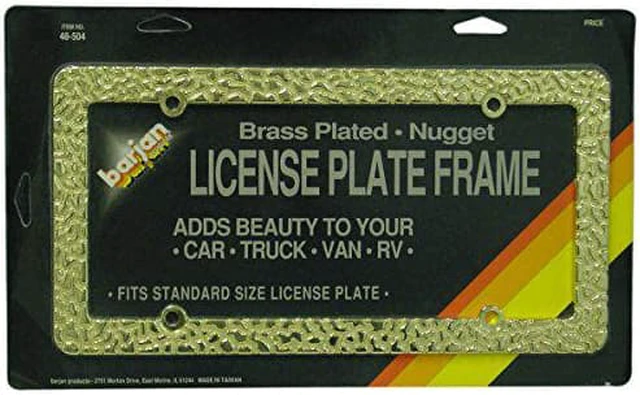 Alt view image 2 of 3 - DELUXE BRASS PLATED GOLD NUGGET LICENSE PLATE FRAME - FITS STANDARD PLATES