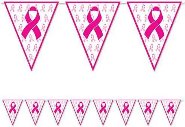 Main image of Beistle Ribbon Pennant Banner, 11" x 12, Pink/White