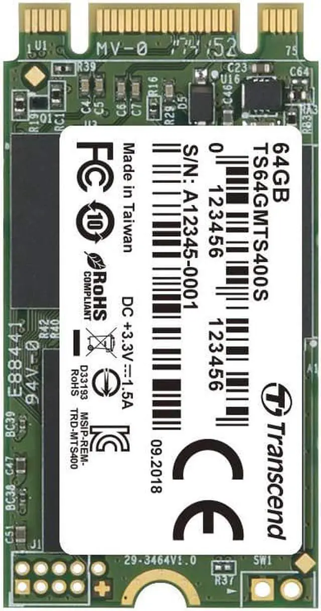 Alt view image 12 of 15 - Transcend 64GB M.2 NGFF 2242 42mm SATA III 6Gbps SSD MLC Flash Model TS64GMTS400S