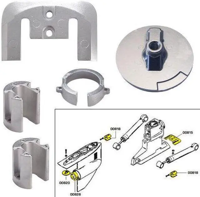 Alt view image 3 of 3 - Tecnoseal 20803MG Mercury Bravo 1 Anode Kit +Hardware  - Magnesium