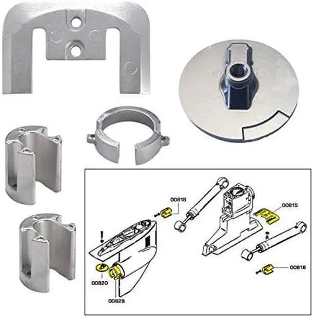 Alt view image 5 of 6 - TECNOSEAL ANODE KIT MERC BRAVO 1 W/ HARDWARE ALUMINUM 20803AL