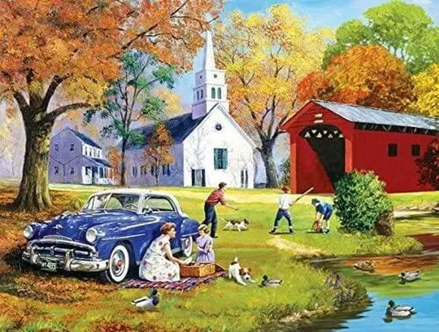 Alt view image 3 of 3 - Family Time by the River 300 Piece Jigsaw Puzzle by SunsOut
