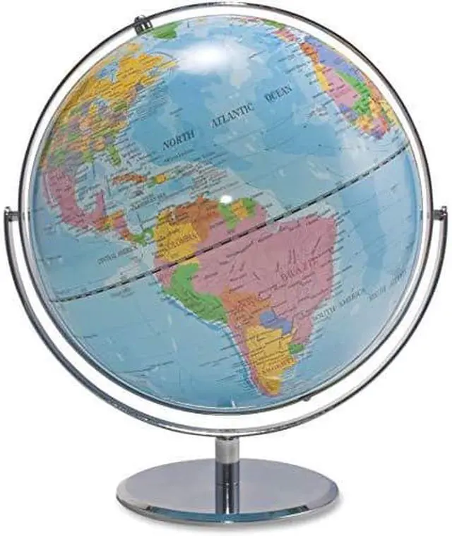 Alt view image 9 of 11 - Advantus 12-Inch Globe with Blue Oceans Silver-Toned Metal Desktop Base Full-Meridian 30502