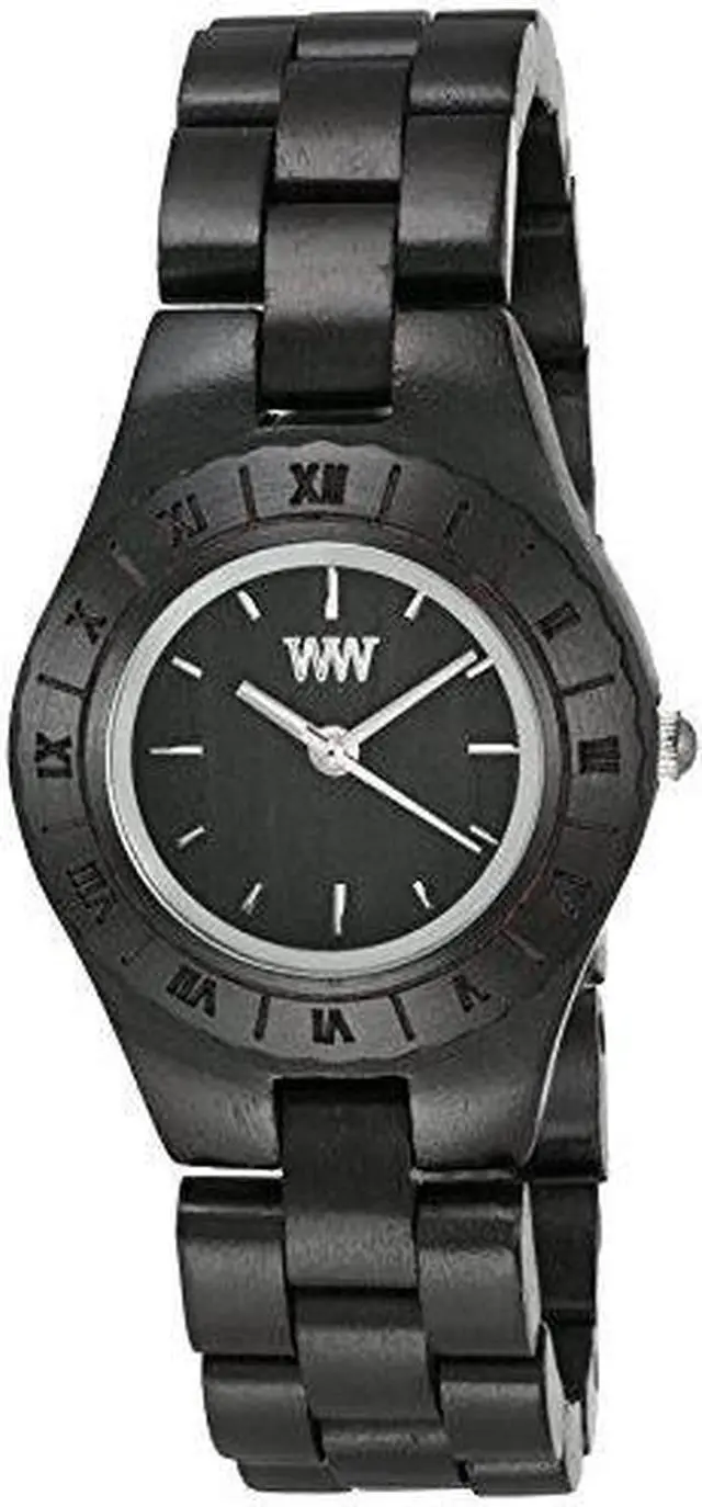 Alt view image 9 of 9 - WeWOOD Moon Black Blackwood Wooden Women's Roman Numeral Round Wood Watch