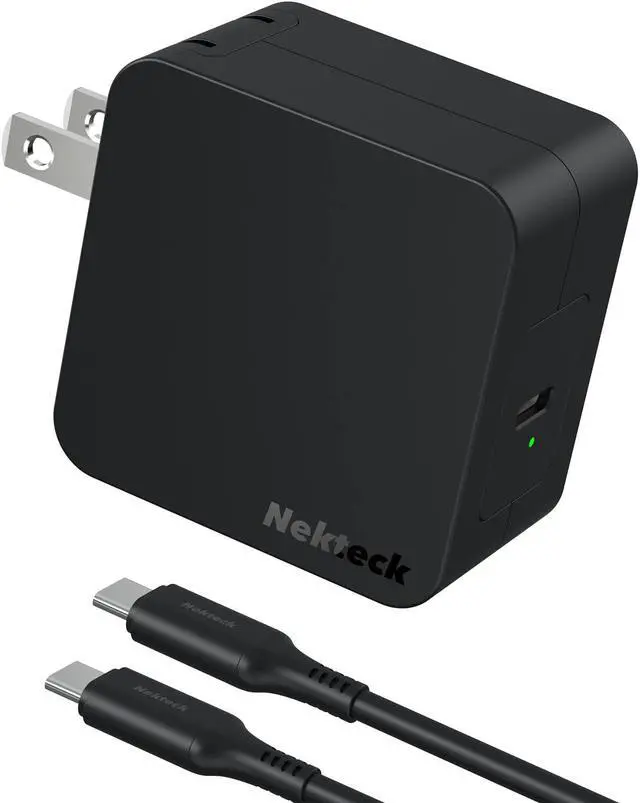 Alt view image 8 of 9 - nekteck 60w usb c charger [gan tech], pd 3.0 fast charger[usb-if & etl certified] with foldable plug, compatible with macbook air/pro, ipad air/pro, iphone 12 pro max, switch, galaxy, pixel and more