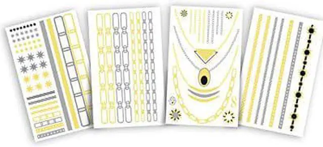 Main image of Hot Jewels Metallic Temporary Tattoos set of 4 sheets Classic