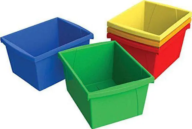 Alt view image 4 of 5 - Storex Storage Bins, 10 5/8 x 15 5/8 x 8, 5 1/2 Gallon, Assorted Color, Plastic
