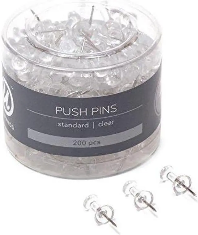 Alt view image 11 of 11 - U Brands Standard Push Pins Plastic Clear 7/16" 200/Pack 658U08-24