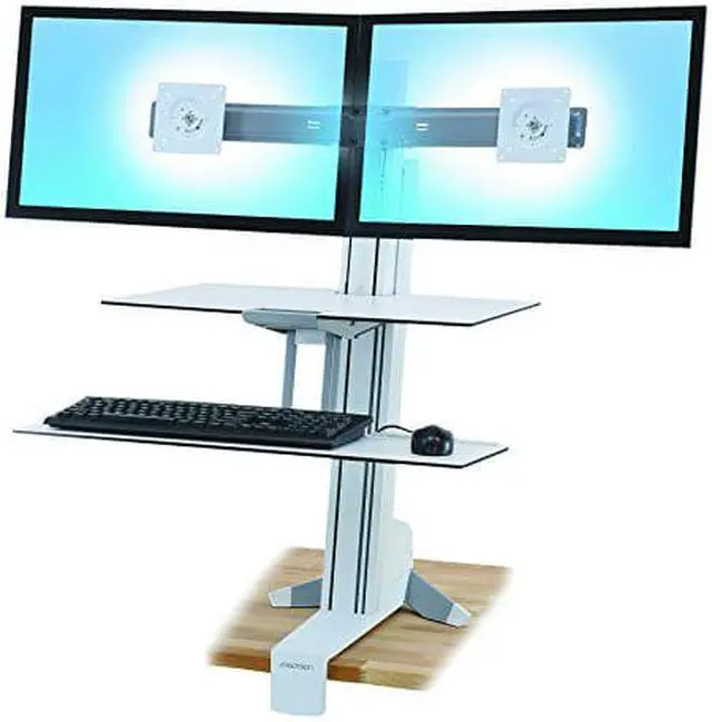 Alt view image 5 of 5 - Ergotron 33-349-211 WorkFit-S, Dual Workstation with Worksurface (white), Standing Desk Attachment - Front Clamp
