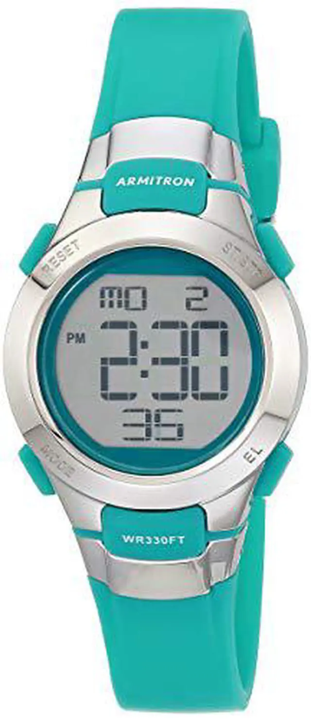 Alt view image 3 of 3 - armitron sport women's 45/7012tel digital chronograph teal resin strap watch