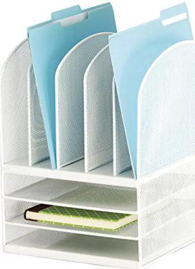 Alt view image 12 of 15 - Safco Onyx Mesh Desk Organizer Eight Sections 11 1/2 x 9 1/2 x 13 White 3266WH