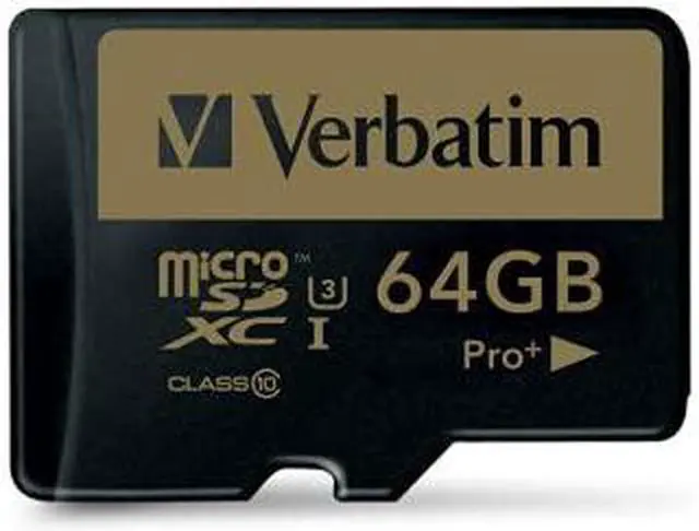 Alt view image 20 of 20 - Verbatim Memory Card microSDXC w/Adapter 64GB BK/GD 44034