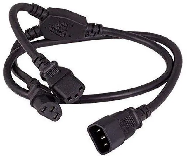 Alt view image 2 of 3 - cable leader 3ft power extension cord splitter cable 16 awg iec320 c14 to iec320 c13 x 2