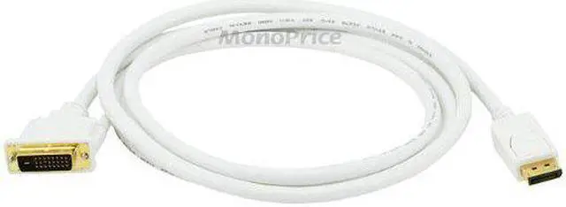 Alt view image 13 of 16 - Monoprice 6ft Gold Plated 28AWG DisplayPort to DVI Cable - White