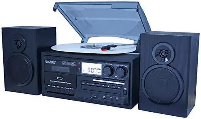 Alt view image 9 of 9 - Boytone BT-28SPB, Bluetooth Classic Style Record Player Turntable with AM/FM Radio, Cassette Player, CD Player, 2 Separa