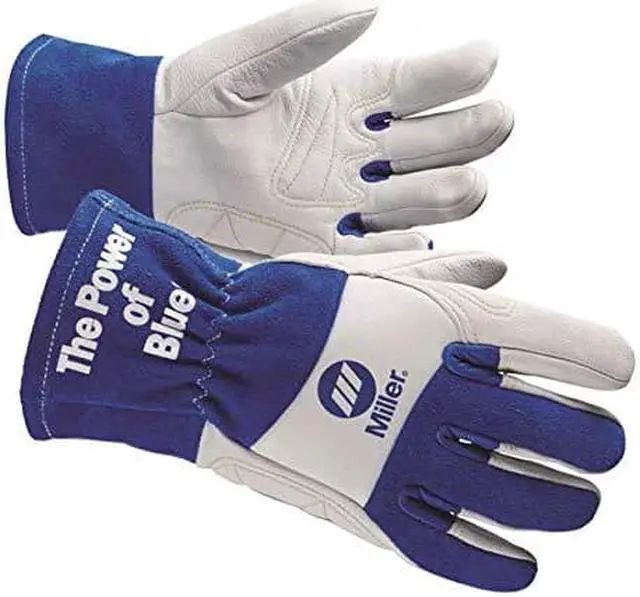 Alt view image 6 of 6 - MILLER ELECTRIC 263354 ArcArmor Welding Gloves,L,Wing,10In,Blue/White,PR