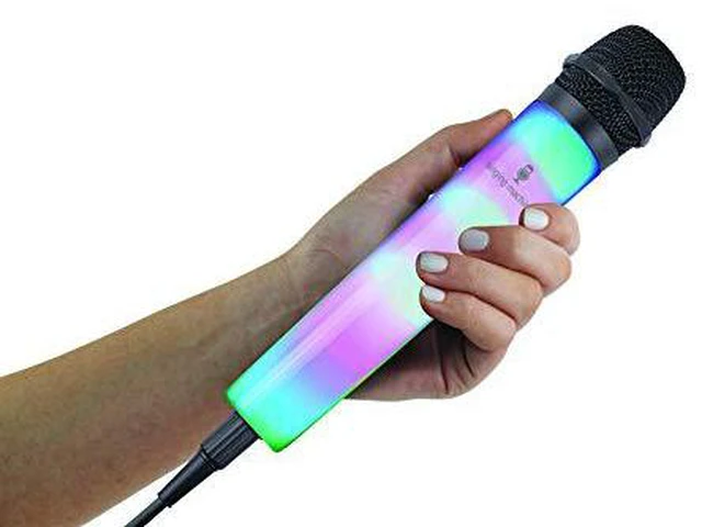 Main image of Singing Machine SMM225BK Unidirectional Wired Microphone with LED Disco Lights, Black