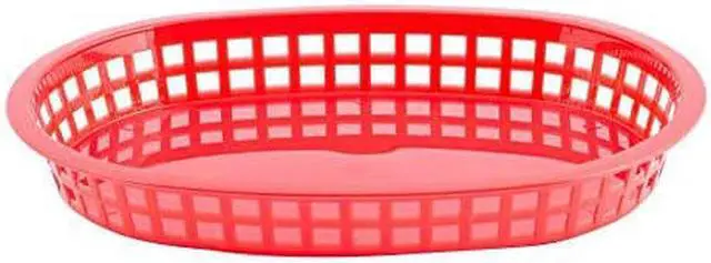 Main image of TableCraft 1076R 10-1/2" Red Oval Chicago Platter Basket - (Pack of 12)