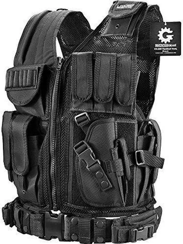 Alt view image 9 of 9 - Barska Men's Loaded Gear VX-200 Tactical Right Hand Vest - BI12018 (Black - One Size)