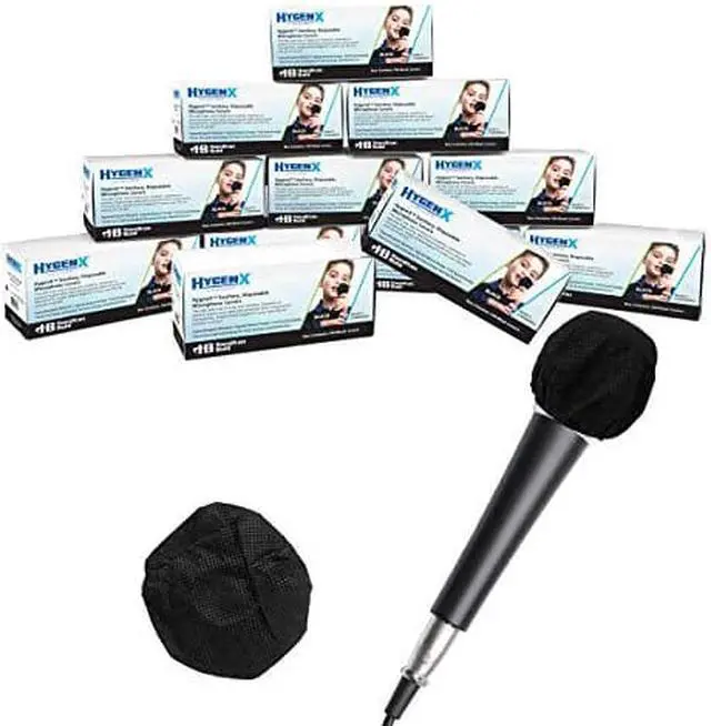 Main image of HamiltonBuhl X19MMPBKC HygenX Sanitary Disposable Microphone Covers -, Master Carton 12 Boxes of 100, Black