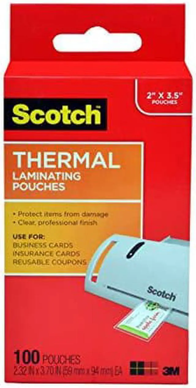 Main image of Scotch Thermal Laminating Pouches, 5 Mil Thick for Extra Protection, 2.32 x 3.70-Inches, Business Card Size, 100-Pack (TP5851-100)