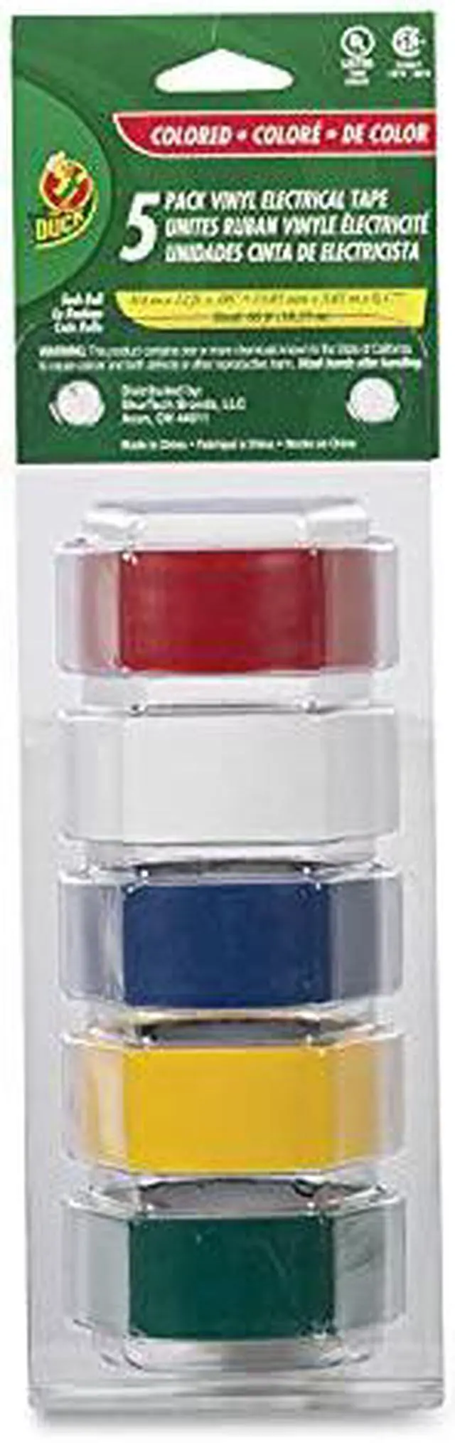 Alt view image 6 of 7 - Electrical Tape, 3/4" x 12 ft, 1" Core, Assorted, 5/Pack DUC280303
