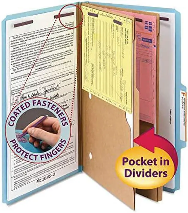 Alt view image 9 of 13 - Smead Pressboard Folders with Two Pocket Dividers Legal Six-Section Blue 10/Box 19081