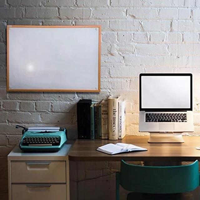 Alt view image 4 of 7 - Floortex Home / Office / School Writing Viztex Lacquered Steel Magnetic Dry Erase Boards with an Oak Effect Frame - 18" x 24"