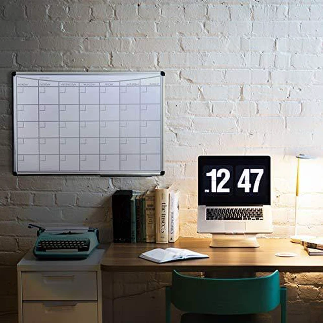 Alt view image 6 of 6 - viztex lacquered steel magnetic monthly planner dry erase board, aluminum frame, 36" x 24"