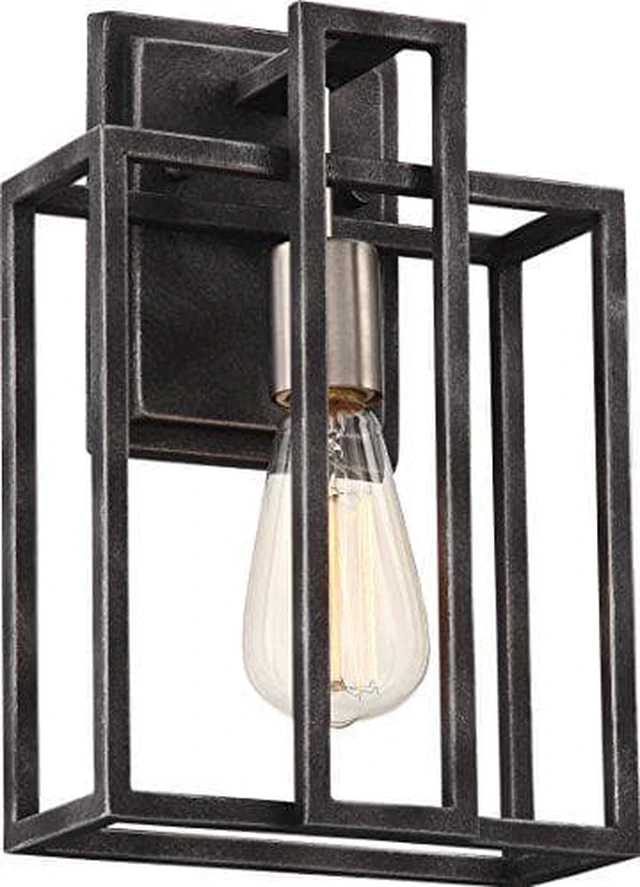 Main image of Nuvo 60/5856 One Light Vanity, 1Lt Wall Sconce, Iron Black with Brushed Nickel Accents Finish