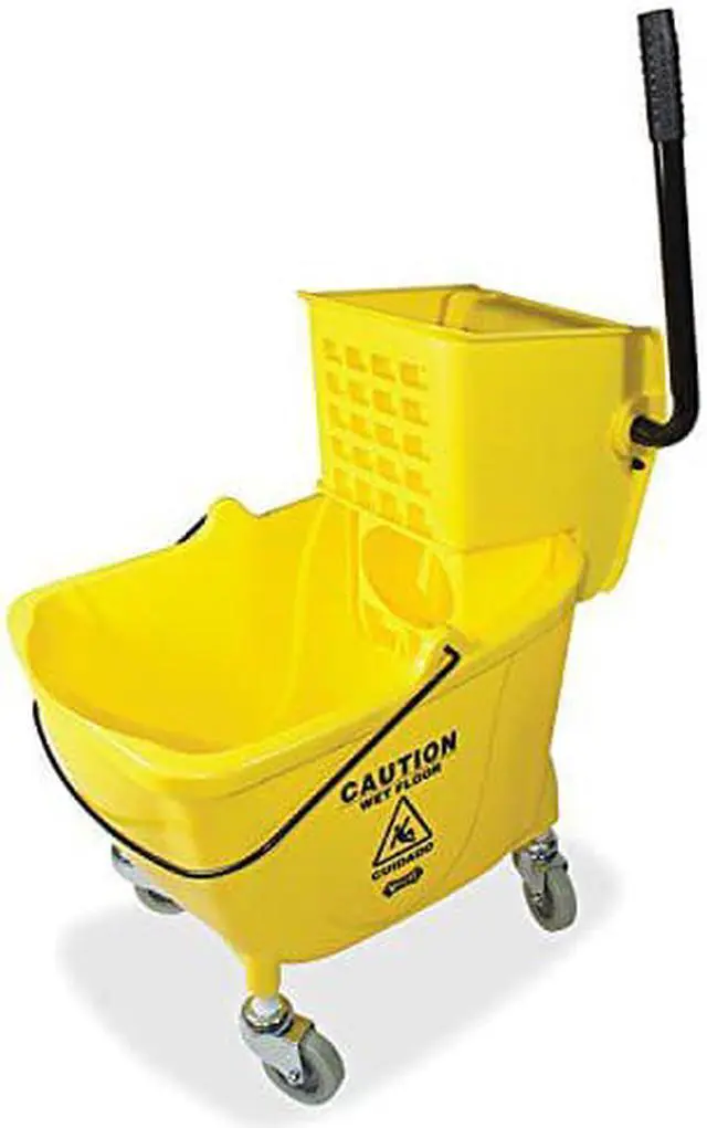 Alt view image 10 of 11 - Genuine Joe Bucket/Wringer Combo Sidepress 16"x14"x21" Yellow 02347