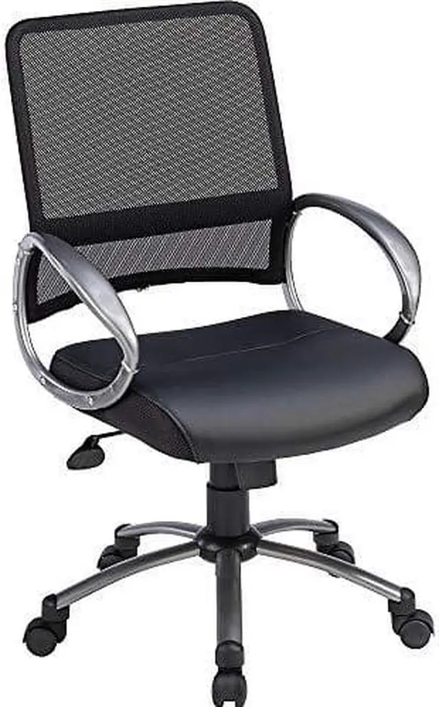 Alt view image 8 of 10 - Lorell Mesh Back Task Chair Leather Seat 25"x25"x42" Black 69518